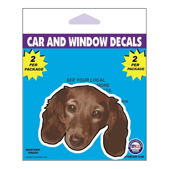 Imagine this Dachshund Dog Face Decal for Hanging, 2 Pack