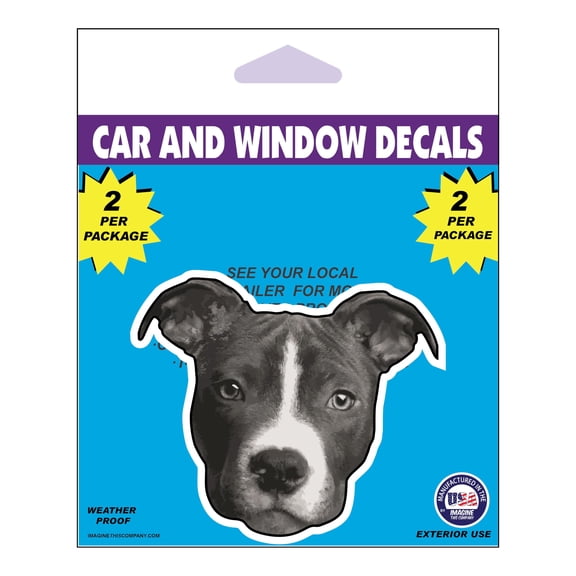Imagine this Pit Bull Dog Face Decal for Hanging, 2 Pack