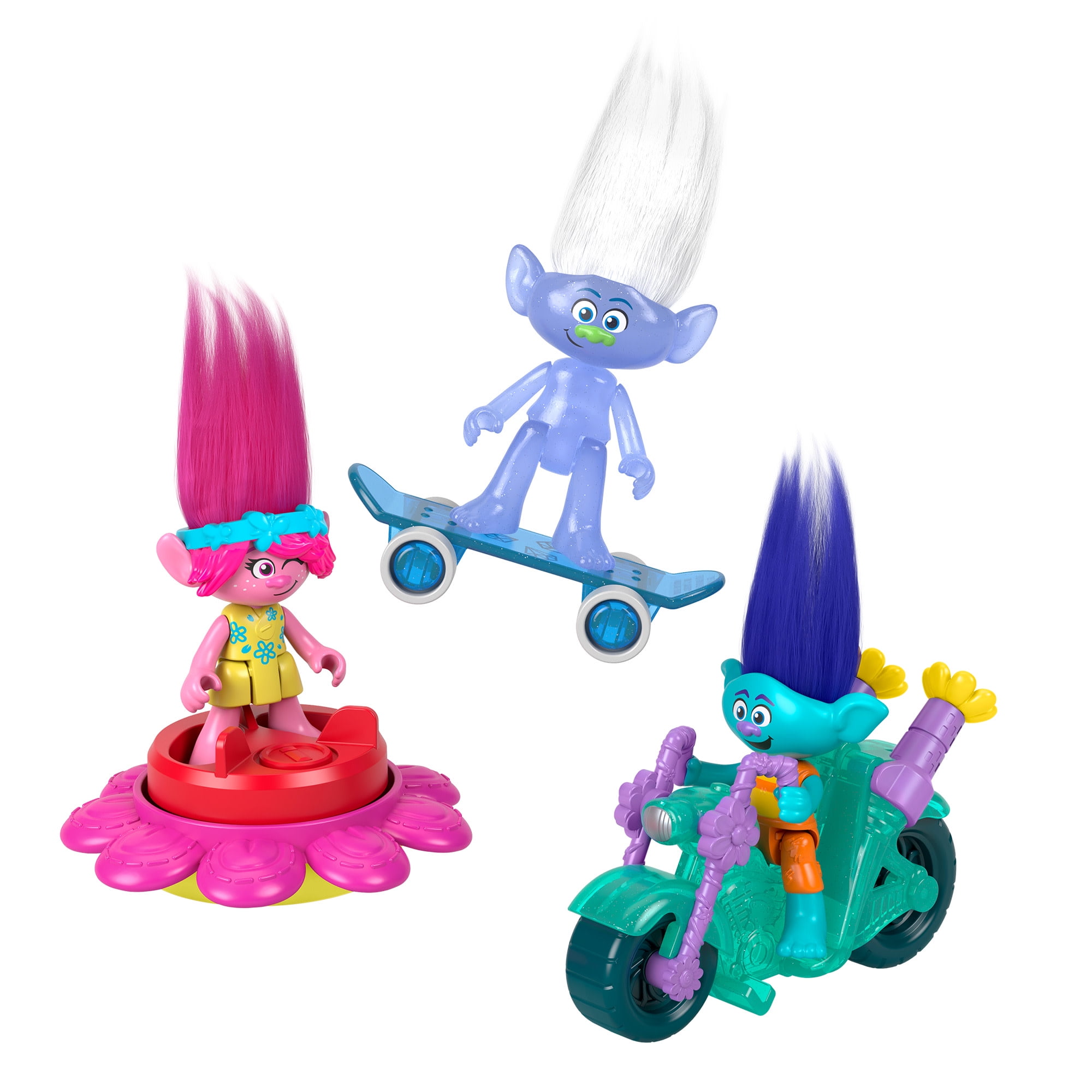 Imaginext DreamWorks Trolls Sparkle & Roll Pack, Poppy Branch & Guy Diamond 6-Piece Figure Set