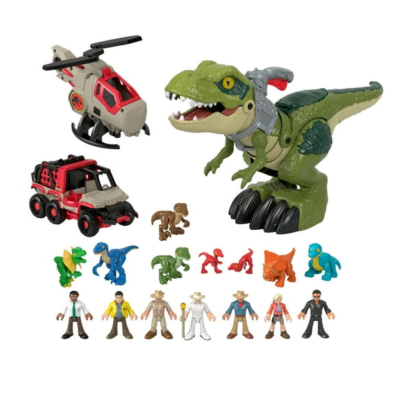 Imaginext Jurassic Park Dinosaur Recon 19-Piece Figure Playset for Kids, Classic Movie Characters
