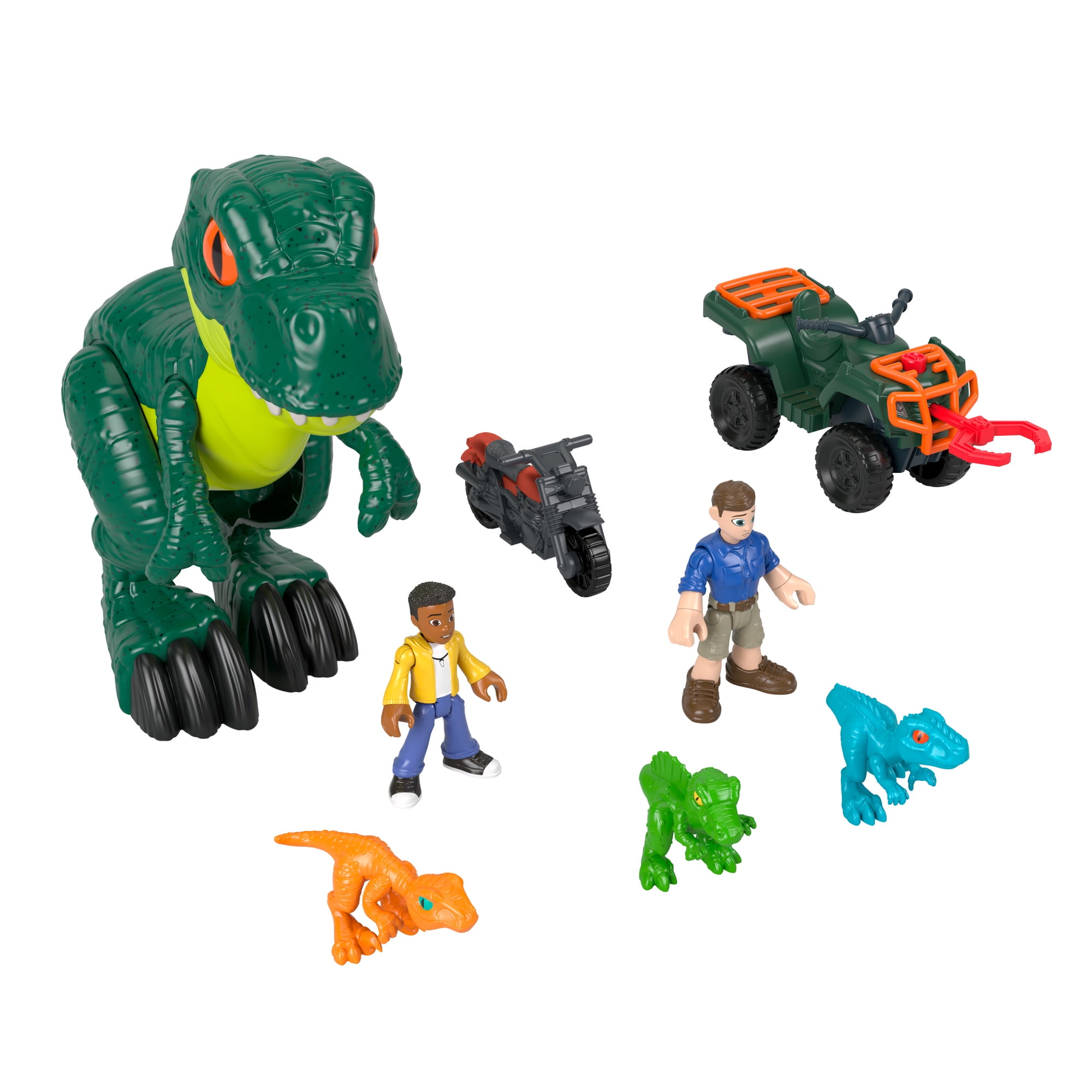 Imaginext Jurassic World Dino Pioneers Figure Playset with 4 Dinosaur Toys for Pretend Play, 9 Pieces