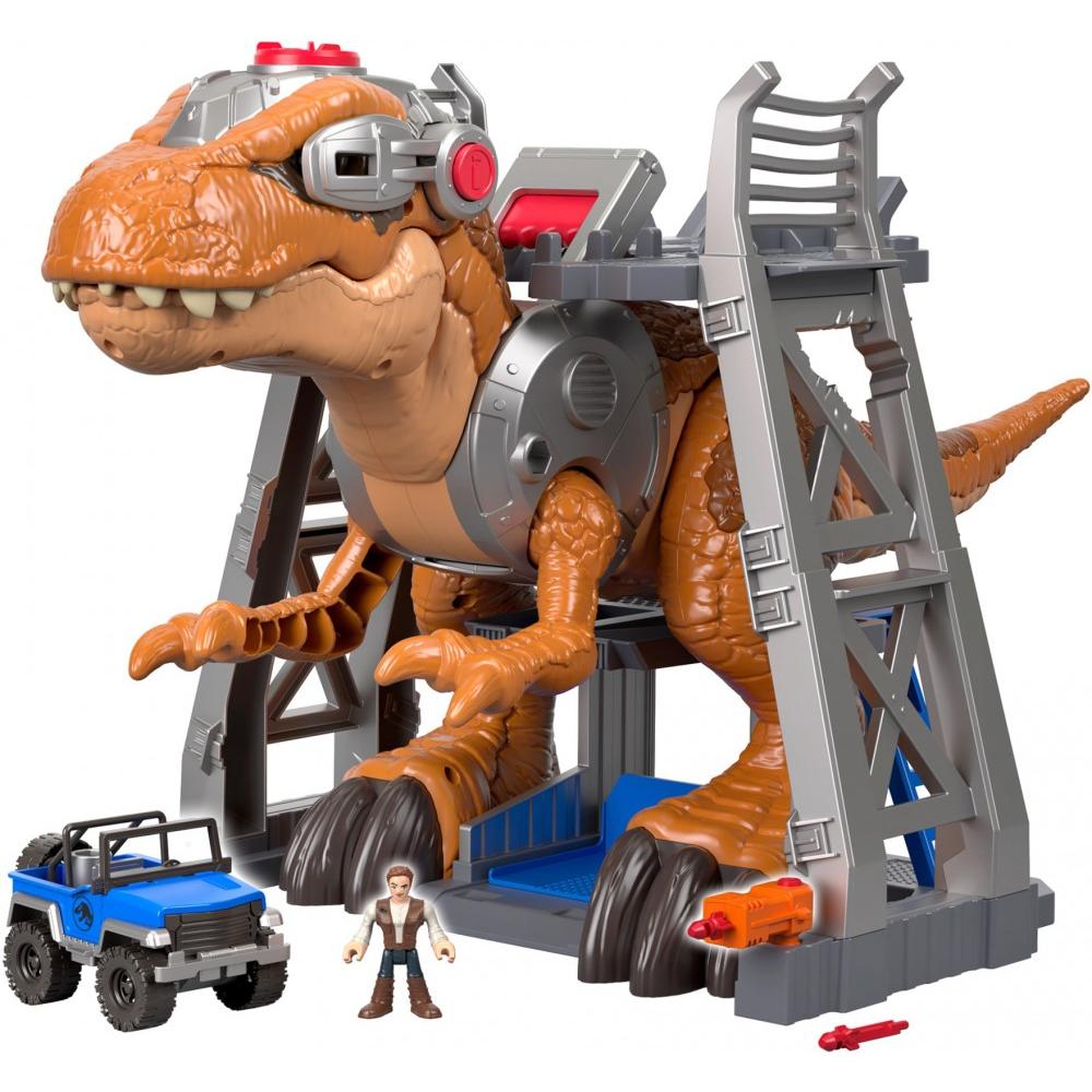 Imaginext Jurassic World Owen Grady and T. Rex Dinosaur Toy, 7-Piece set, with Lights & Motion - image 1 of 9