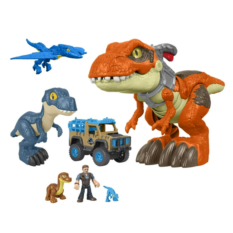 Imaginext Jurassic World T. rex Expedition Dinosaur Toy and Vehicle 7 Piece Playset