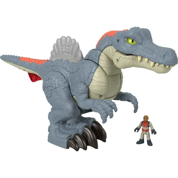 Imaginext Jurassic World Ultra Snap Spinosaurus Dinosaur Toy with Lights & Sounds, 2 Pieces