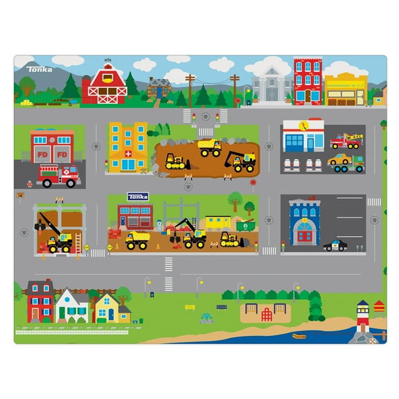 Imaginmat: Jumbo - Tonka - Floor Playmat & 2 Toy Cars, 47 x 61", 2 Character Vehicles, Durable EVA Foam Mat, Portable Design, Licensed, Kids Ages 3+