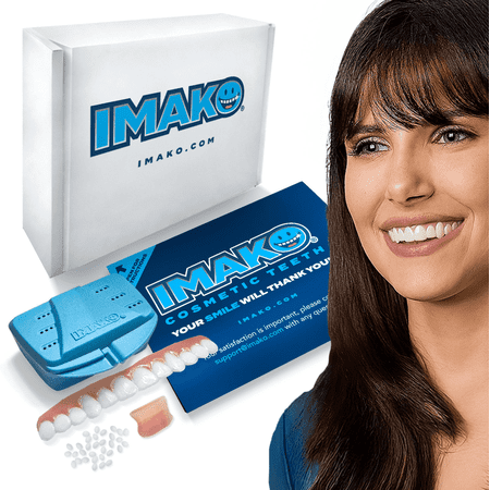 Imako Premium Cosmetic Teeth - 1 Pack - Small, Natural White - Upper Veneers - Custom Fit at Home, DIY Smile Makeover, Made in USA