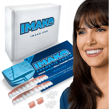 Imako Premium Cosmetic Teeth - 2 Pack - Small, Bleached White - Upper Veneers - Custom Fit at Home, DIY Smile Makeover, Made in USA