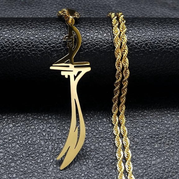 Imam Ali Sword Stainless Steel Pendant Necklace Women Muslim Necklace Jewelry Accessories