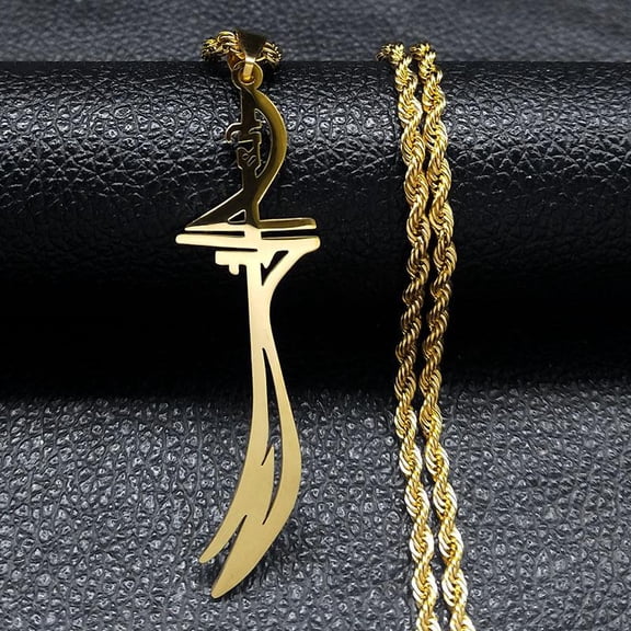 Imam Ali Sword Stainless Steel Pendant Necklace Women Muslim Necklace Jewelry Accessories