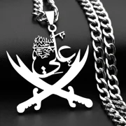 Imam Ali Zulfiqar Sword Arabic Letter Pendant Necklace, 14K White Gold Filled Muslim Islamic Protective Amulet Jewelry Gift for Men & Women
