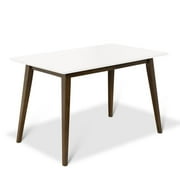 Imani Modern Style Solid Wood Walnut/White Top Rectangular Dining Table