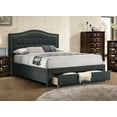 thumbnail image 1 of Imani Twin Size Bed w Drawer Button Tufted - Charcoal, 1 of 9