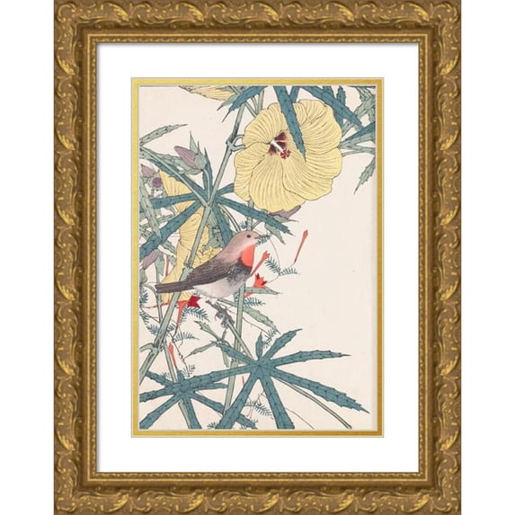 Imao Keinen 14x18 Gold Ornate Wood Frame and Double Matted Museum Art Print Titled - No Kacho Gafu, Pl.31 (1891-1892)