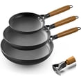 thumbnail image 1 of Imarku Non-stick cast iron Frying Pan with Dismantle Wooden Handle, Set of 3, 1 of 1