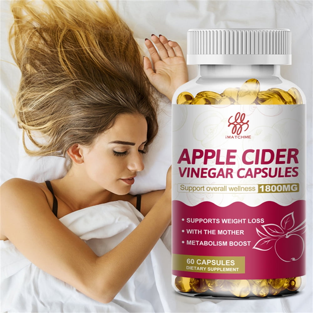 Apple Cider Vinegar Capsules 1800mg, 60 Pills, Supplement for Healthy Immune, Non-GMO