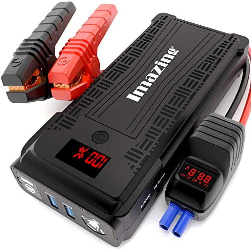 Imazing 2500A Peak Car Jump Starter 20000mAH, 12V, LCD Display, Jumper Cables, QC 3.0, LED