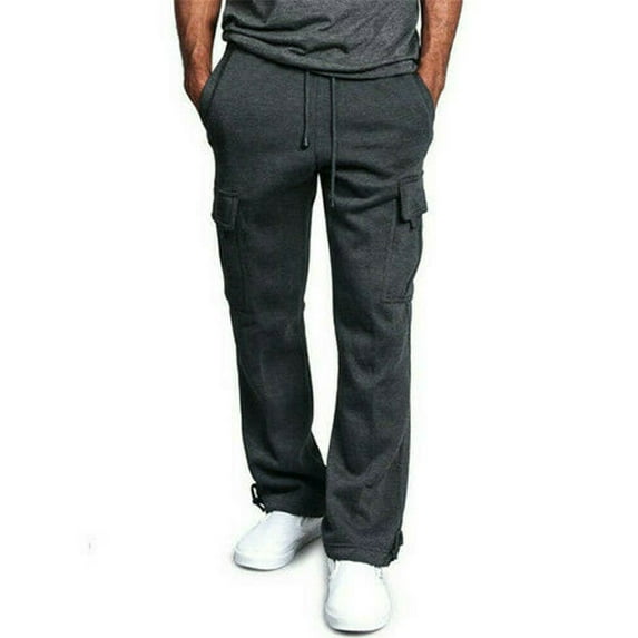 Imcute Men Jogger Heavy weight Fleece Cargo Pocket Sweatpants