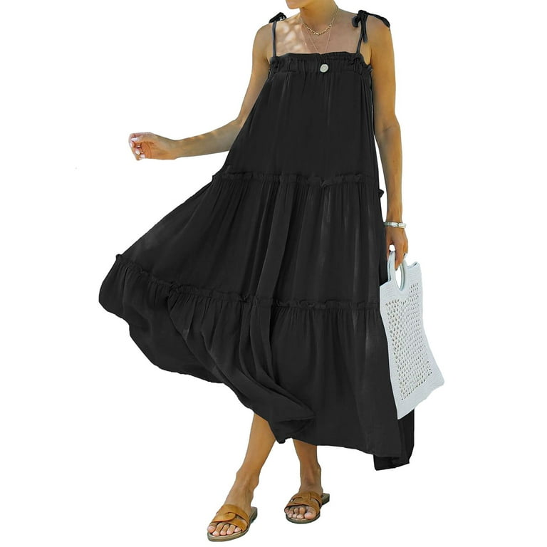 Adjustable Straps Dress aesthetic Casual Loose Pleated summer