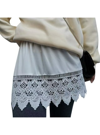 Shirt Extender For Women Hollow Stitching Short Skirt Extenders For Tops  Fake Blouse Leggings S White 