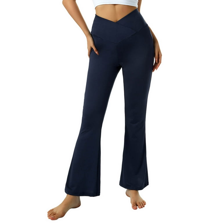 Imcute Women's Yoga Pants Leggings High Waisted Wide Leg Yoga Flare Pants  Tummy Control Workout Running Pants Gray XL