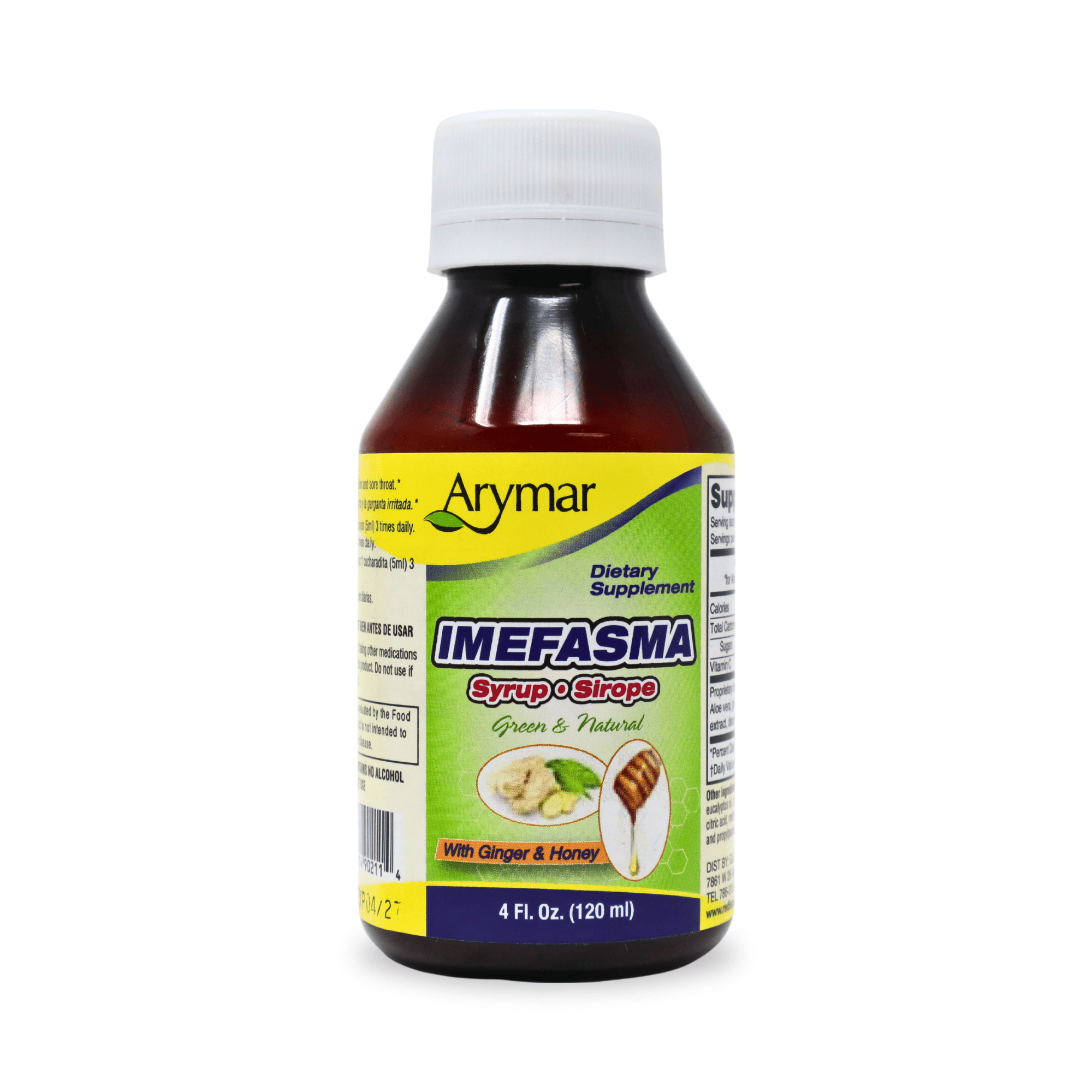 Imefasma Honey & Ginger Syrup, Soothing Honey & Ginger Formula, 4oz