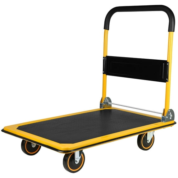 Imerelez Dolly Cart -Platform Truck with 660lb Weight Capacity and 360 Degree Swivel Wheels, Foldable Push Hand Cart for Loading and Storage, Green