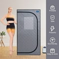 thumbnail image 1 of Imerelez Portable Grey Mini Plus Style Steam Sauna Tent - Personal Home Spa with Steam Generator, Remote Control, Foldable Chair, PVC Pipes - Easy to Install, Fast Heating, FCC & UL Certification, 1 of 6