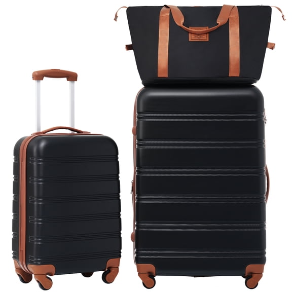 Imerelez Suitcase Set - Hardshell Luggage Sets, 2-Pcs Spinner Suitcase with TSA Lock, Lightweight 20" + 28", Black Brown