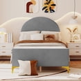 thumbnail image 1 of Imerelez Twin Size Upholstered Platform Bed with Easy Assembly, Classic Semi-circle Shaped Headboard, Metal Legs - Gray Velvet, 1 of 8