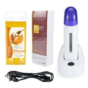 Imeshbean Depilatory Roll-on Wax Heater Waxing Kit Roller Warmer Cartridge Strips Hair Removal Kit -Honey