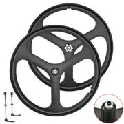 Imeshbean MTB Bike Mag Magnesium Wheels 3-Spoke Set Rim Wheelset for 8/9/10 Gears Fit 26 In. Wheel Tire
