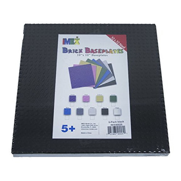 Imex 32X 32 Stud Black Stackable compatible BASEPLATES, 6PAcK