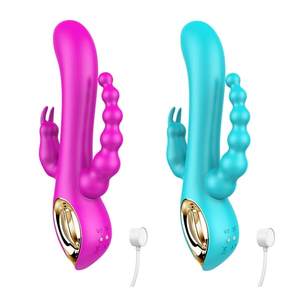 Imimi 10 speed three head vibration Rabbit Vibrator Triple stimulation clitoral stimulator G Spot massage anal sex toys(RoseRed)