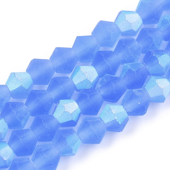 Imitate Austrian Bicone Frosted Glass Beads Strands Grade AA Faceted Cornflower Blue 3.5-3.8x3mm Hole: 0.8mm 107-110pcs/strand 32.5-34cm