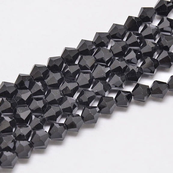 Imitate Austrian Bicone Glass Beads Strands Grade AA Faceted Black 4x4mm Hole: 0.8~1mm about 75~78pcs/strand 28~29cm