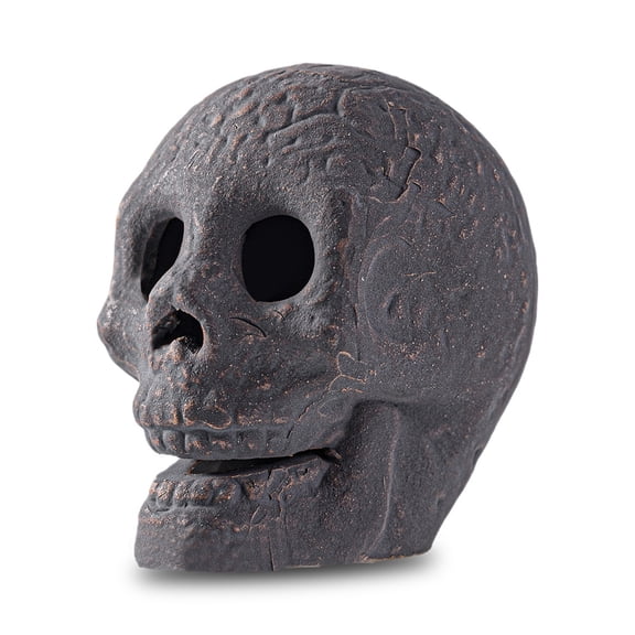 Imitated Human Ceramic Fireproof Fire Pit Skull Log for Natural Gas LP Wood Fireplace Firepit Campfire Halloween Decor, BBQ (Sand), Black