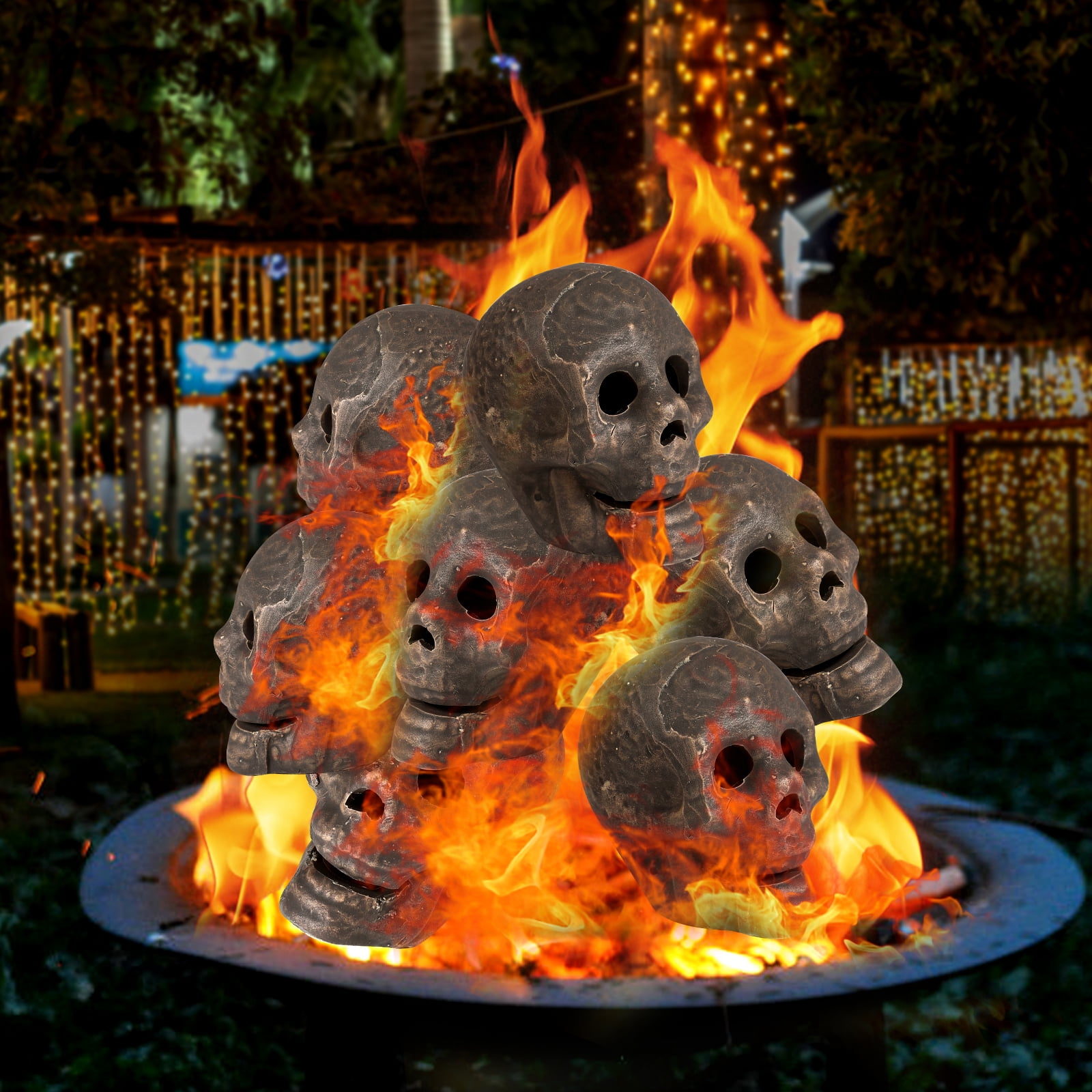 Imitated Human Skull Ceramic, Reusable Halloween Firepit Skull Fire Log, Fire  Pits Halloween Decor for Party, BBQ, Bonfire, Campfire, Fireplaces (3PCS) 