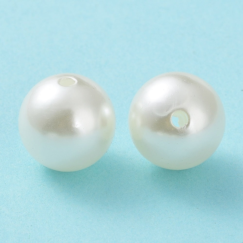 Imitated Pearl Acrylic Beads Round Creamy White 14mm Hole: 2mm about 370pcs/500g