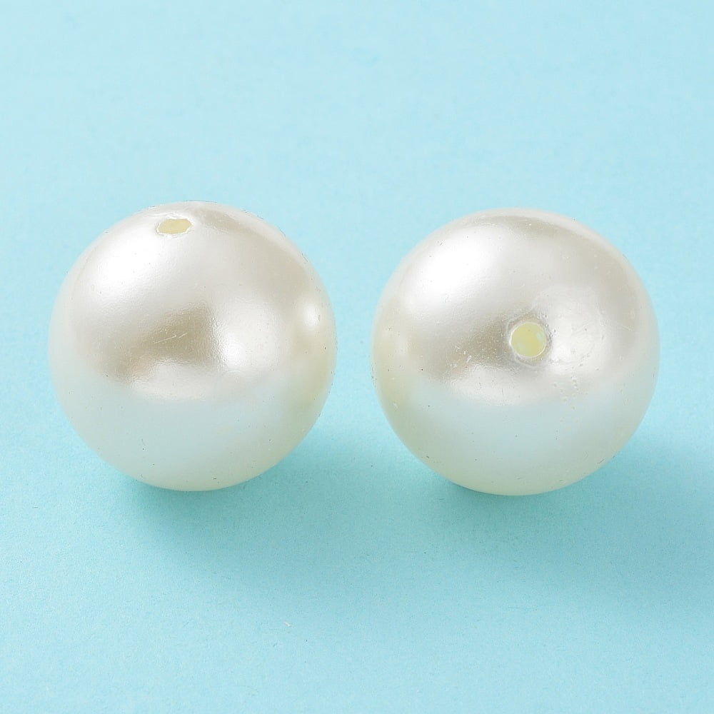 Imitated Pearl Acrylic Beads Round Creamy White 30mm Hole: 3.5mm 35pcs/500g