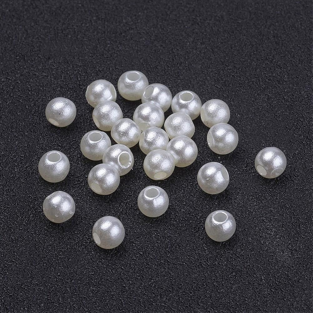 Imitated Pearl Acrylic Beads Round Creamy White 4mm Hole: 1mm 17000pcs/500g