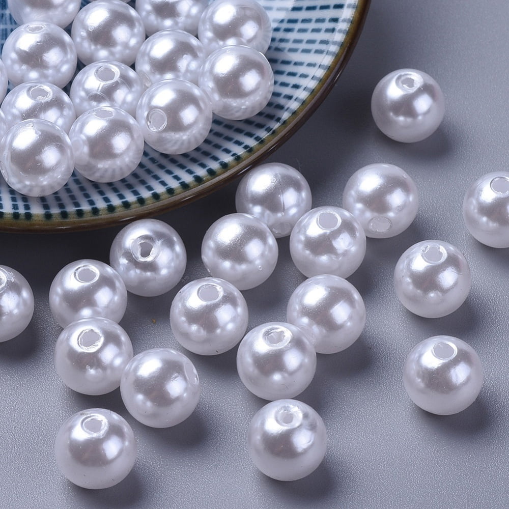 Imitated Pearl Acrylic Beads Round Snow 10mm Hole: 2mm about 1000pcs/500g