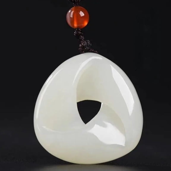 Imitation Afghan Jade Twist Pendant Necklace Unisex Peace Symbol Jewelry with Cord Random Color Spiritual Accessory