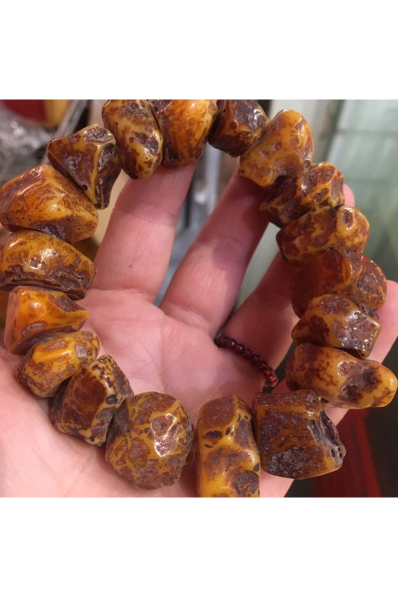 Imitation Amber Beaded Bracelet Handmade Unisex Couple Jewelry Retro Style Ornament Accessory