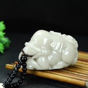 Imitation Amber Elephant Pendant Carved Stone Amulet Feng Shui Handheld Decor Ornament for Protection and Blessing