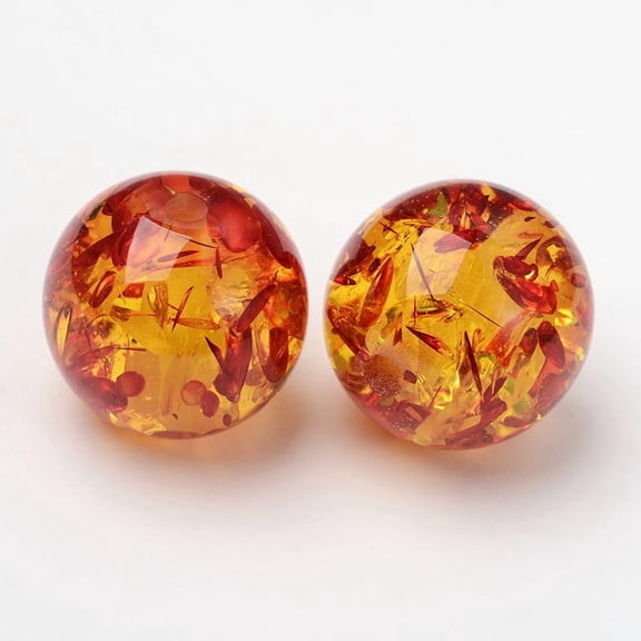 Imitation Amber Resin Beads Gold Round 16mm in diameter hole: 3mm DIY