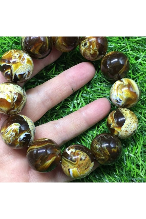 Imitation Amber Root Beeswax Bracelet 20mm Round Beads Handmade Unisex Jewelry Fashion Wrist Accessory Gift for Men and Women