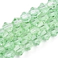 thumbnail image 1 of Imitation Austrian 5301 Bicone Beads Faceted Glass Beads Strands Light Green 6x6mm Hole: 1.2mm 44~47pcs/strand 24.5~25cm, 1 of 3