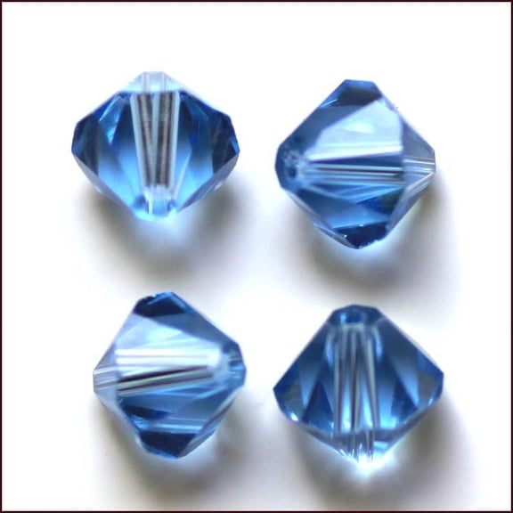 Imitation Austrian Beads Grade AAA K9 Glass Faceted Bicone Cornflower Blue 4x4mm Hole: 0.7~0.9mm