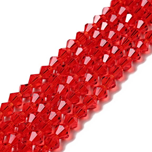 Imitation Austrian Crystal 5301 Bicone Beads Faceted Glass Beads Strands Red 6x6mm Hole: 1.2mm about 47~48pcs/strand 10.24 inch~10.43 inch(26~26.5cm)