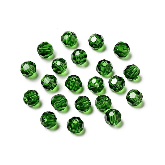 Imitation Austrian Crystal Beads Grade AAA K9 Glass Faceted(32 Facets) Round Green 6mm Hole: 0.7~0.9mm